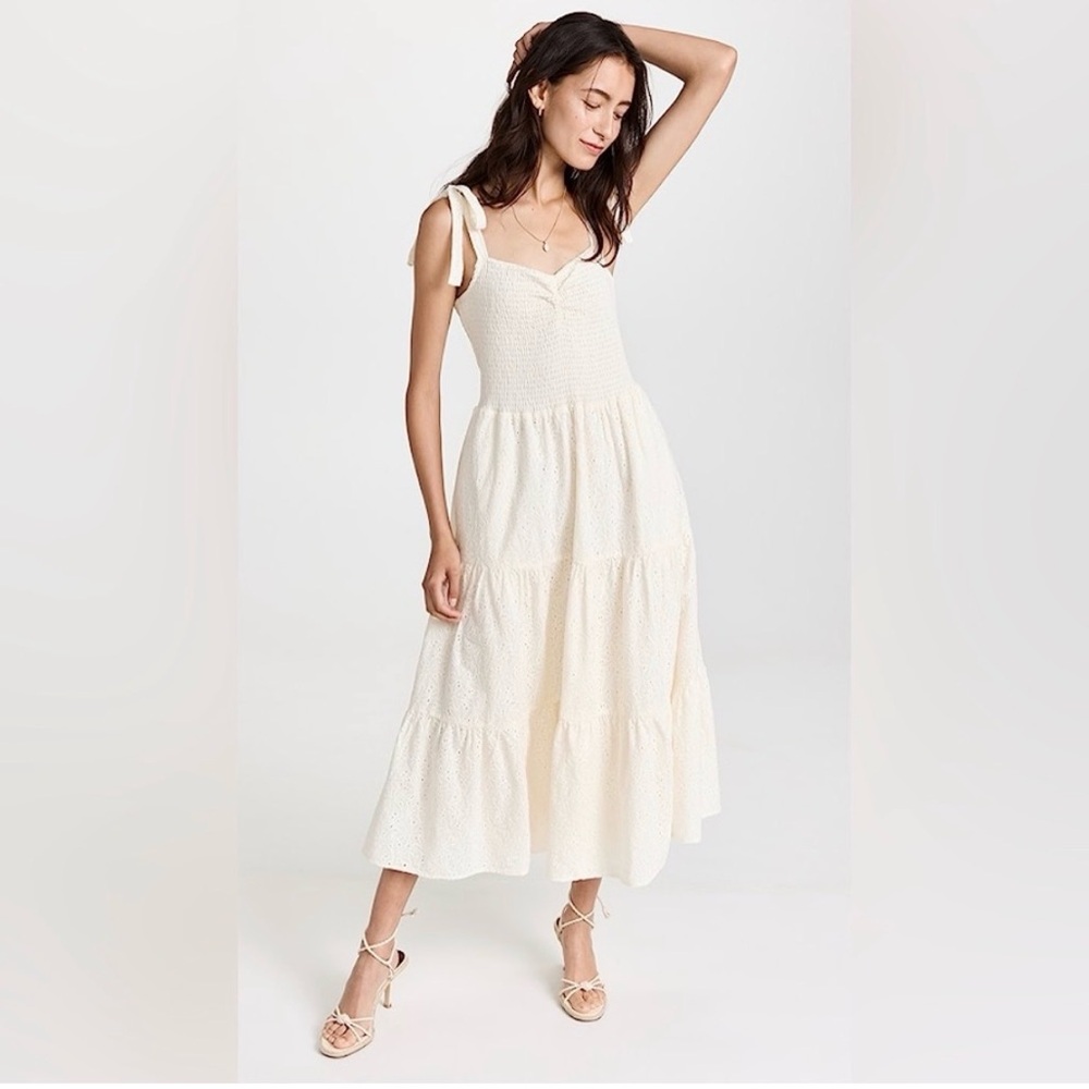 Madewell Cream Smocked Dress